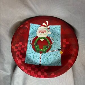 Sakura Evolution Red and Green Santa Melamine Dinner Plates (2)